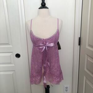 Oh La La Cheri lavender lace babydoll jewel trim